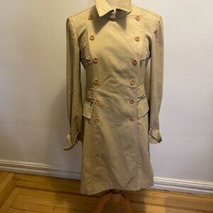 Kulson Italy cotton twill fit and flare trench coat in camel